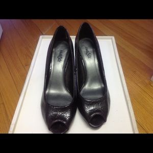 Brown open toe Heels